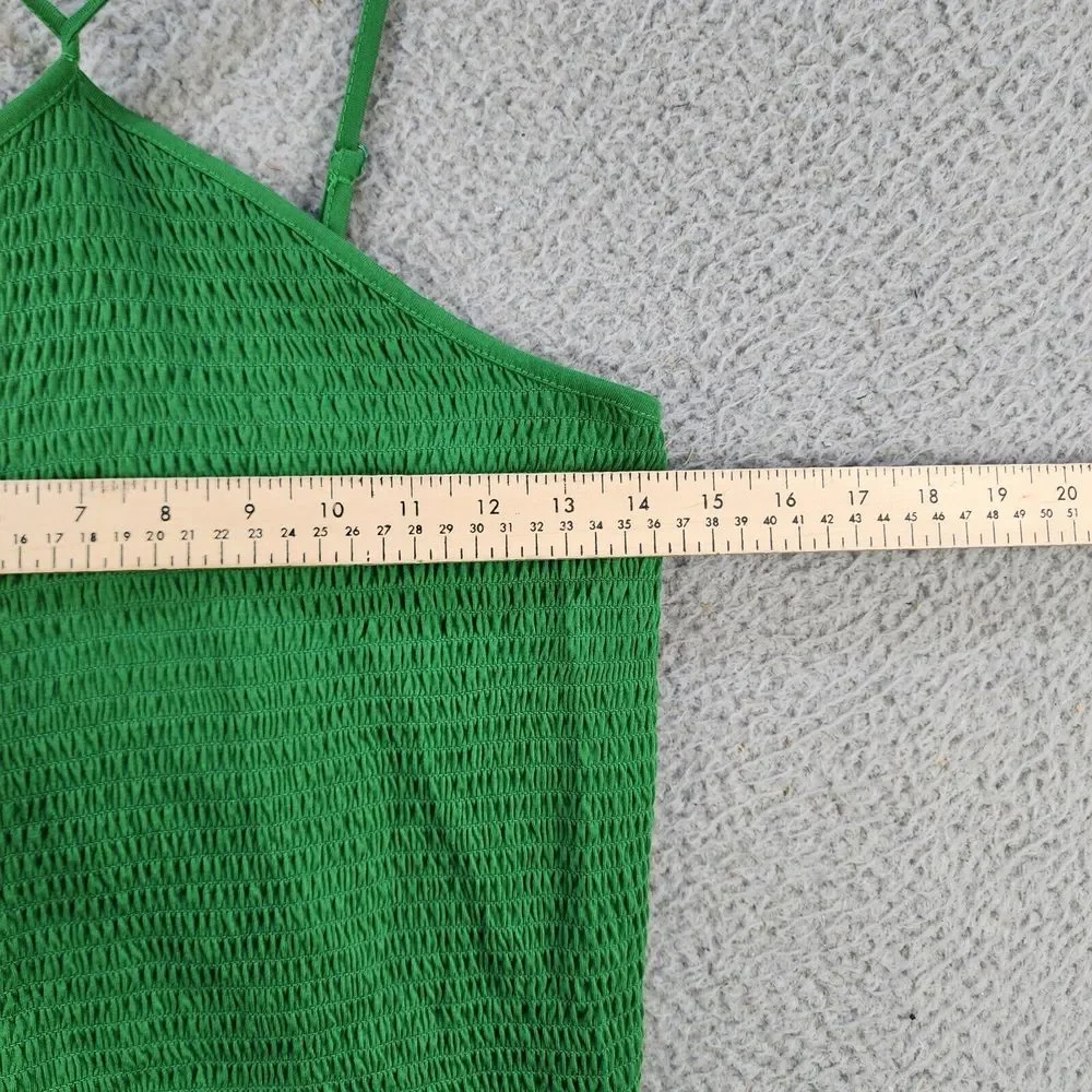 Crave FAME Halter Top Women Junior's Large Lime Ice Solid Smocked Ruffle Hem~ - Picture 8 of 13